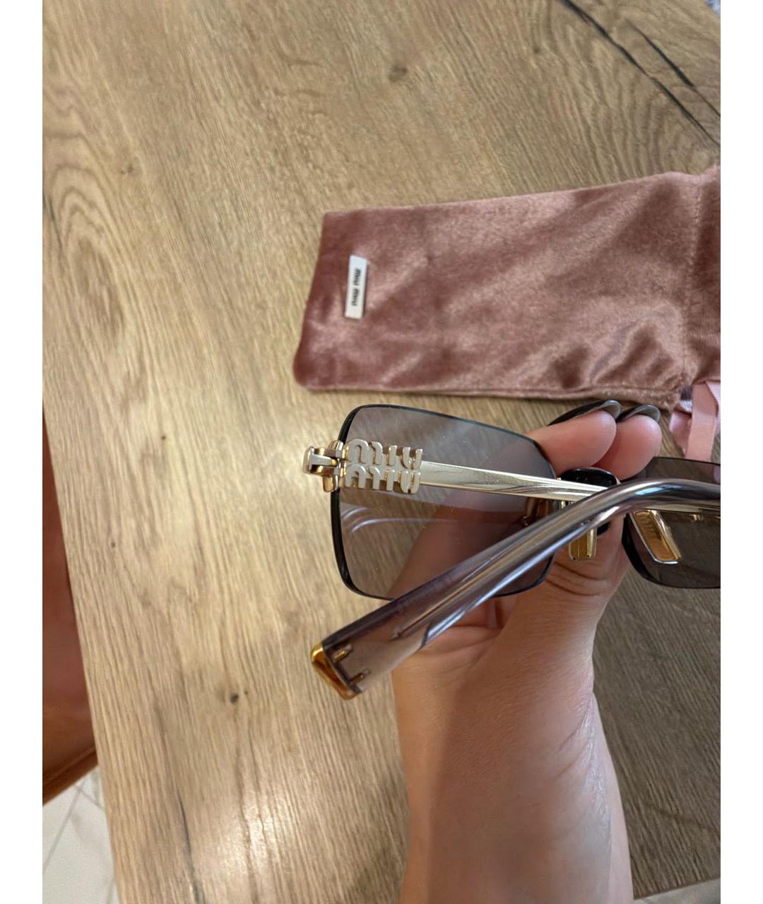 MIU MIU Золотые металлические солнцезащитные очки, фото 3
