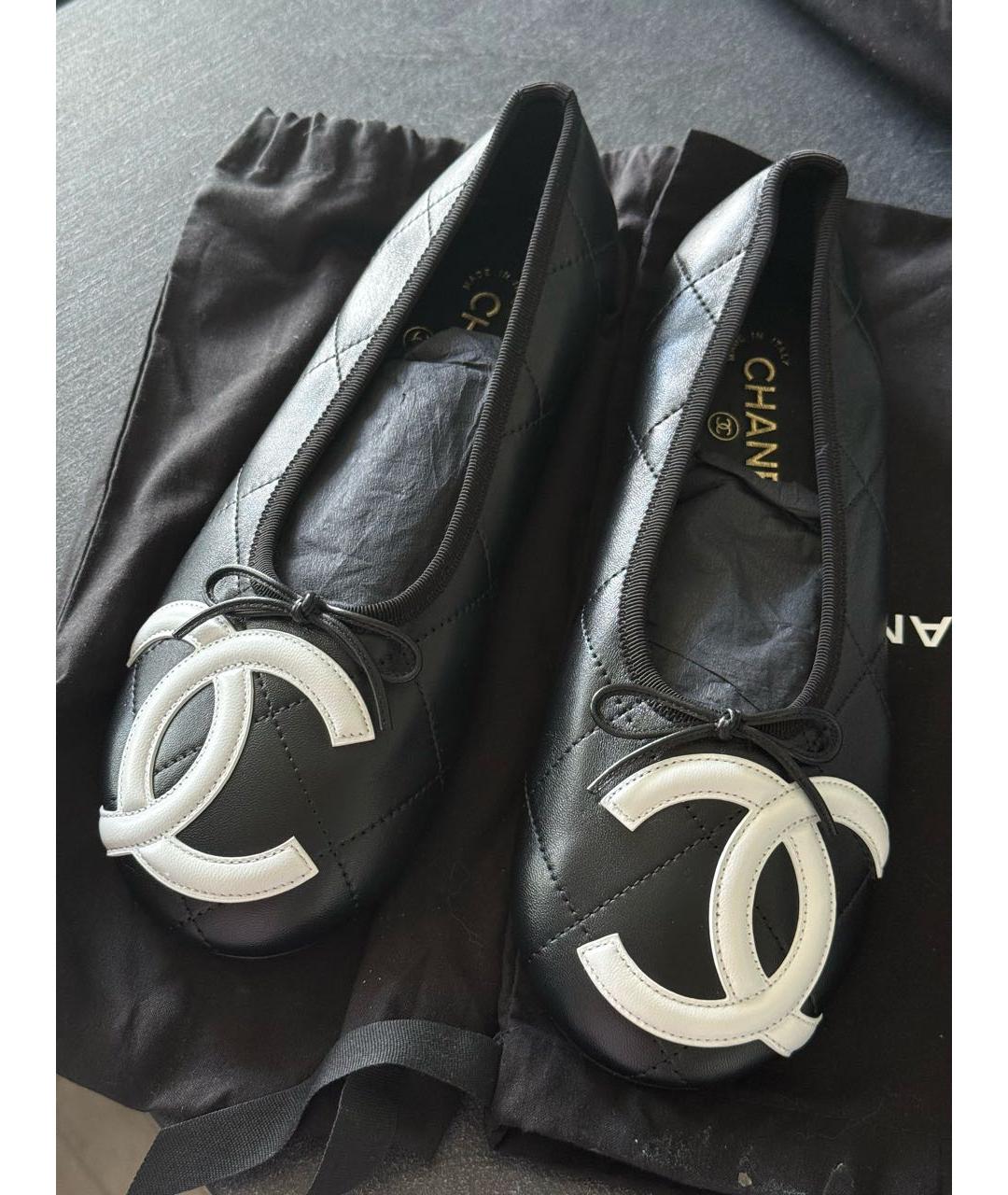 CHANEL Черные кожаные балетки, фото 3