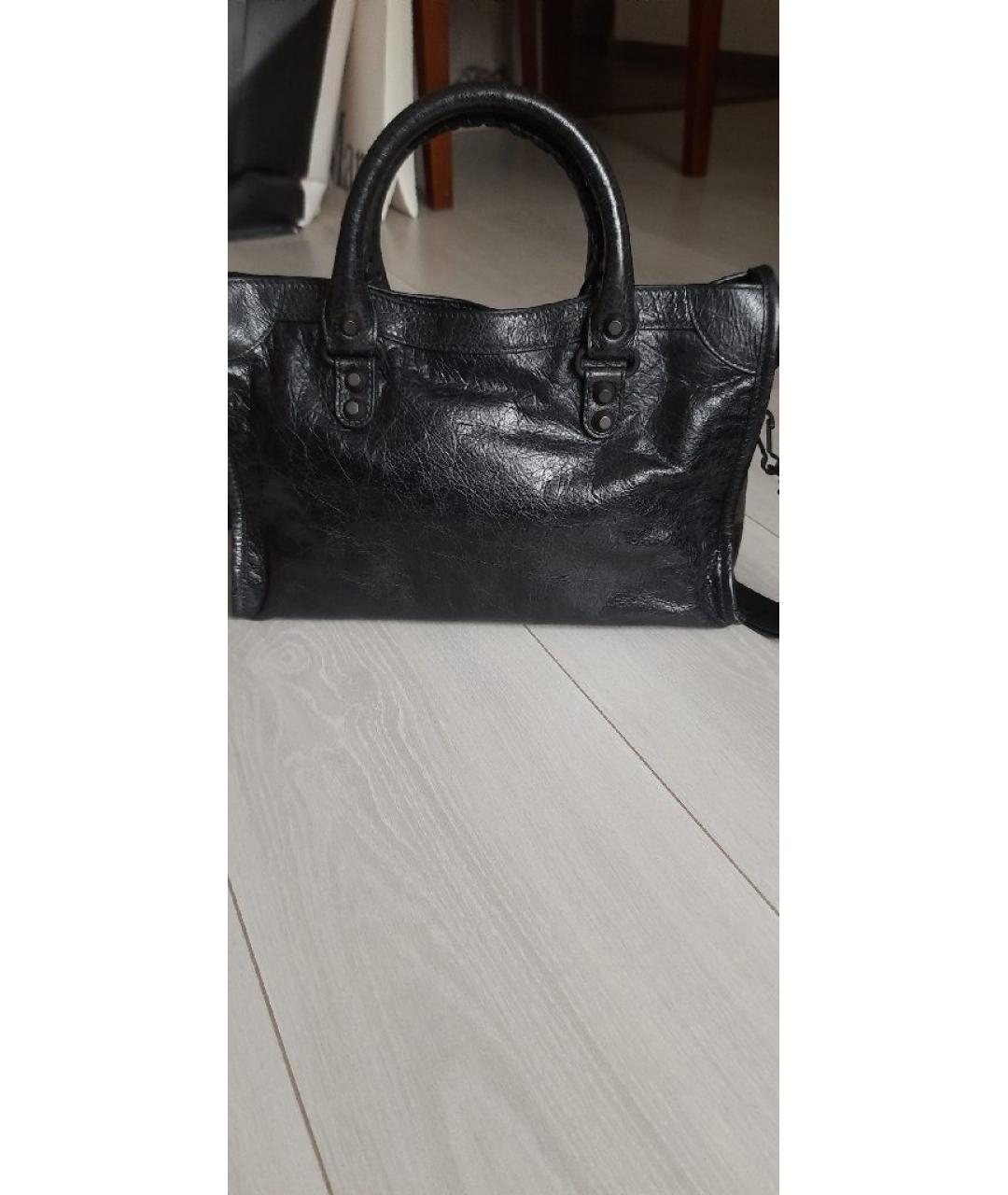 BALENCIAGA Черная кожаная сумка с короткими ручками, фото 3