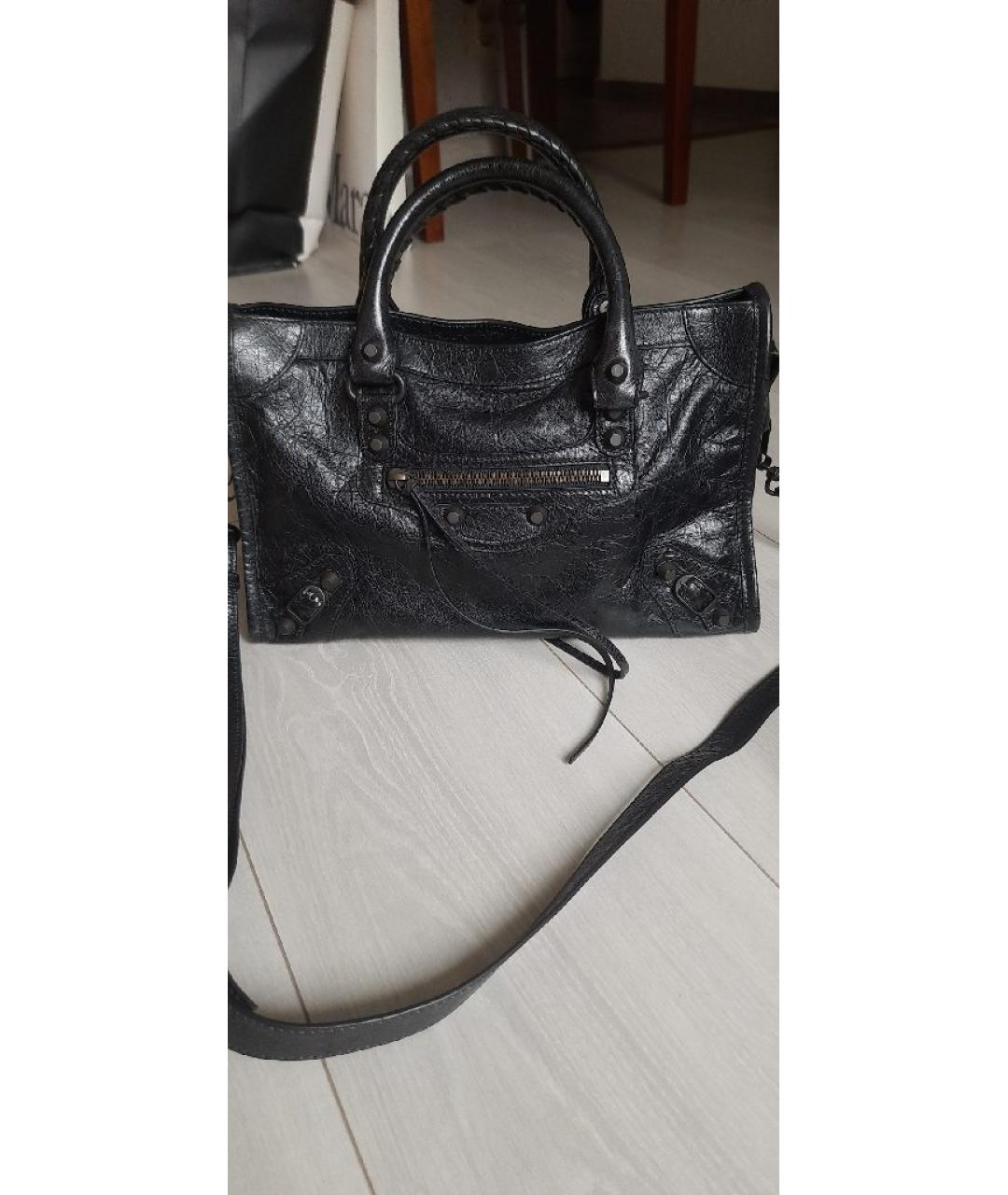 BALENCIAGA Черная кожаная сумка с короткими ручками, фото 6