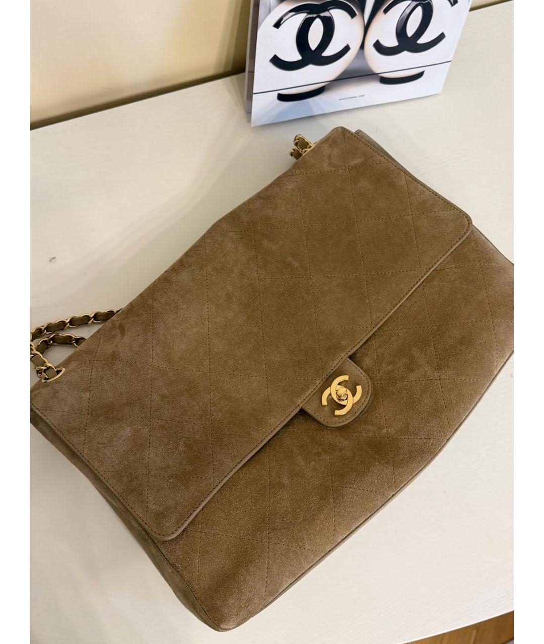 CHANEL Бежевая замшевая сумка через плечо, фото 3