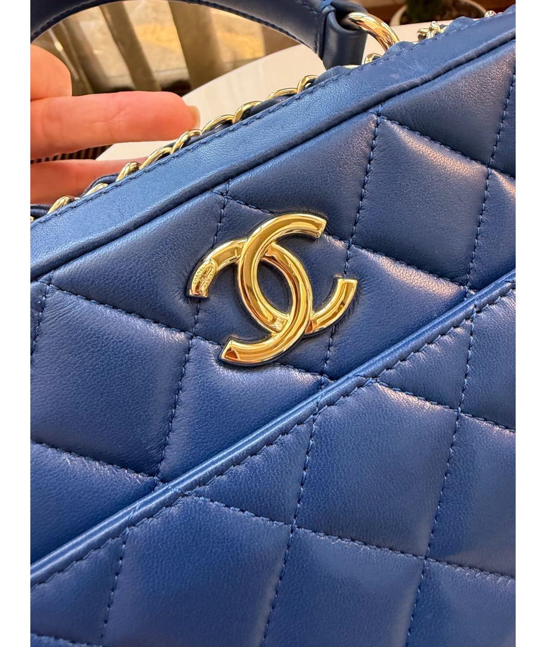 CHANEL Синяя кожаная сумка через плечо, фото 4