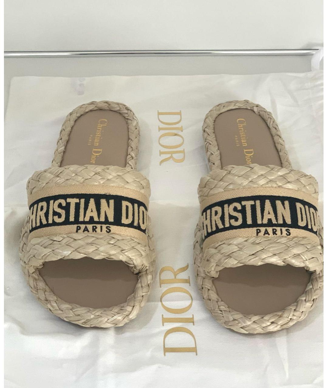 CHRISTIAN DIOR Бежевые шлепанцы, фото 2