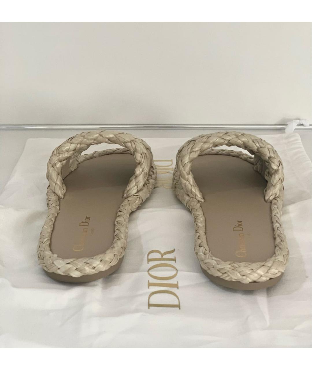 CHRISTIAN DIOR Бежевые шлепанцы, фото 4