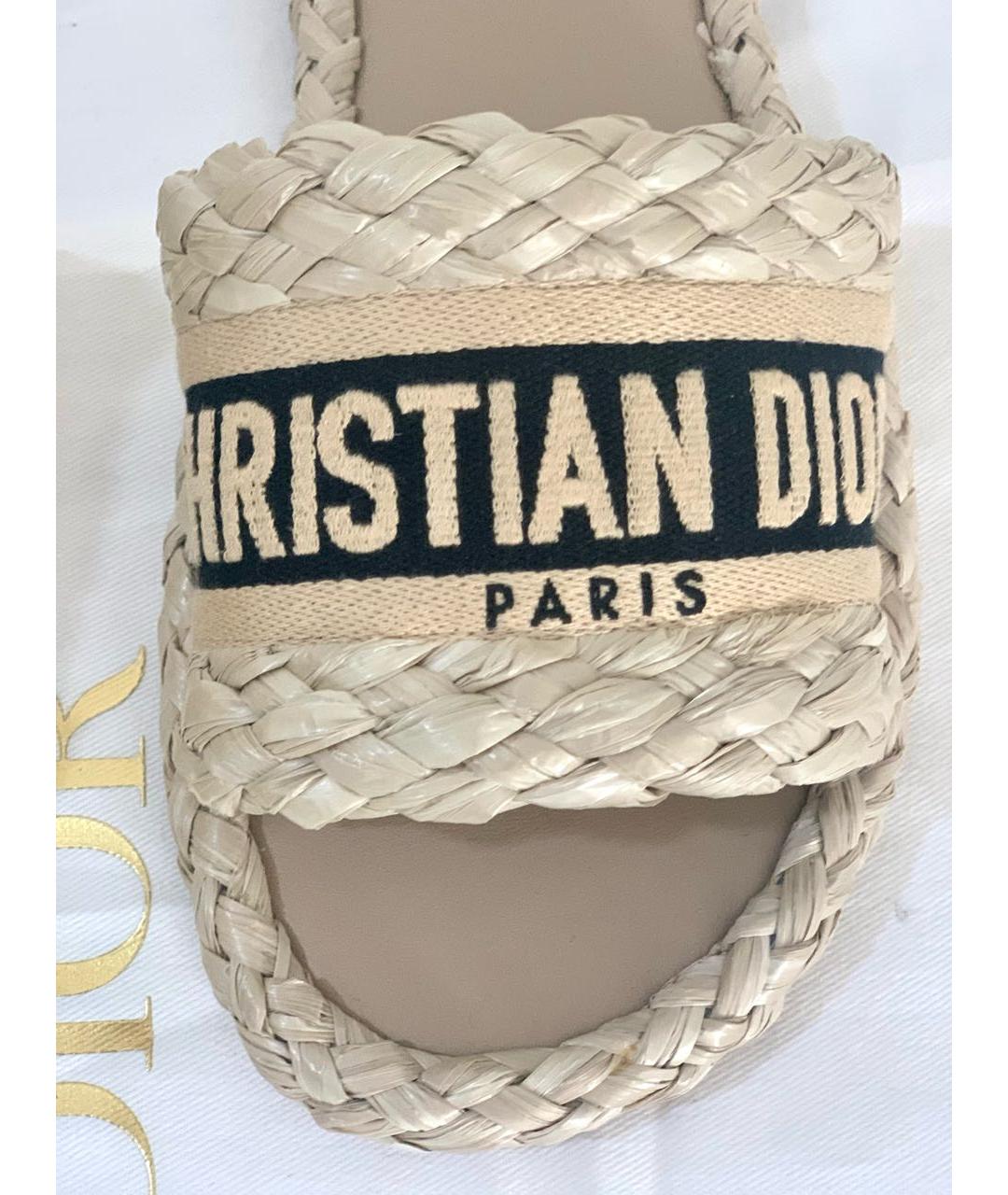 CHRISTIAN DIOR Бежевые шлепанцы, фото 3