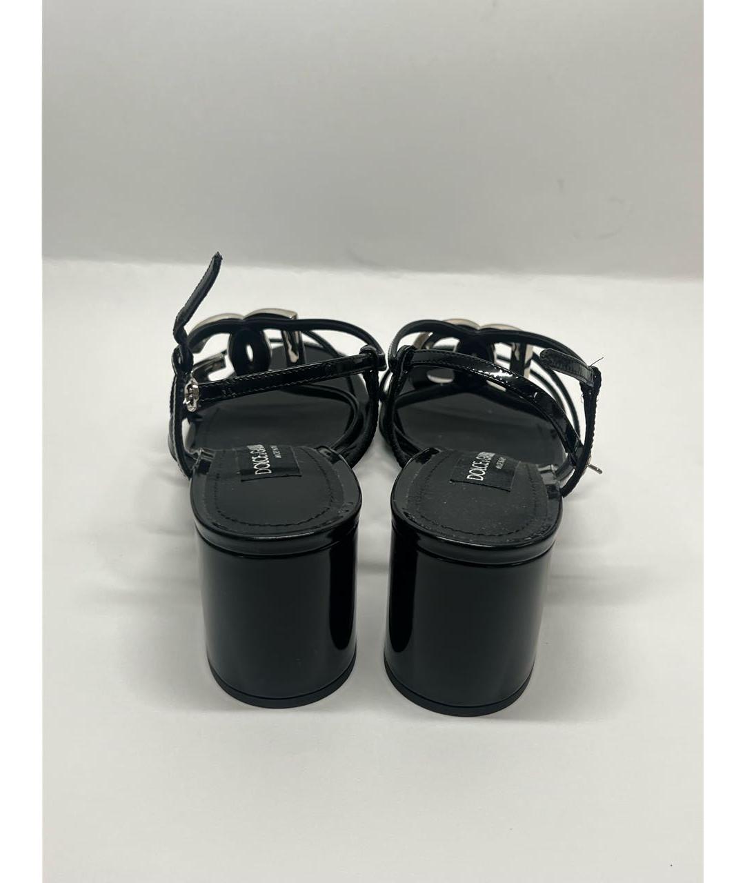 DOLCE&GABBANA Черные кожаные босоножки, фото 3