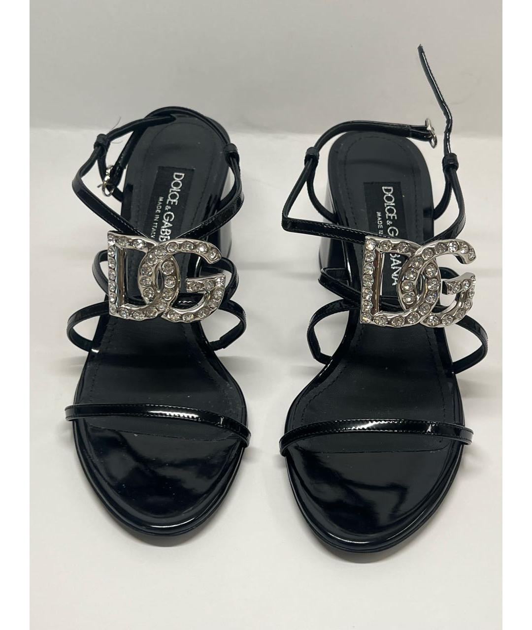 DOLCE&GABBANA Черные кожаные босоножки, фото 2