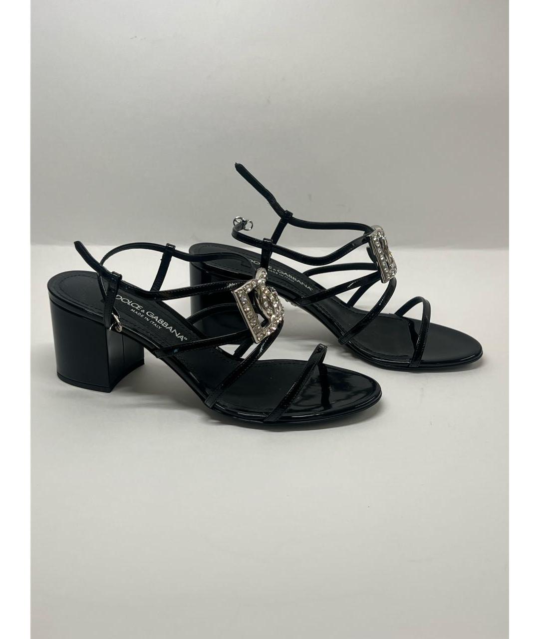 DOLCE&GABBANA Черные кожаные босоножки, фото 4