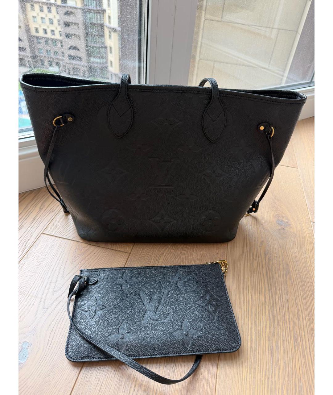 LOUIS VUITTON Темно-синяя кожаная сумка тоут, фото 9