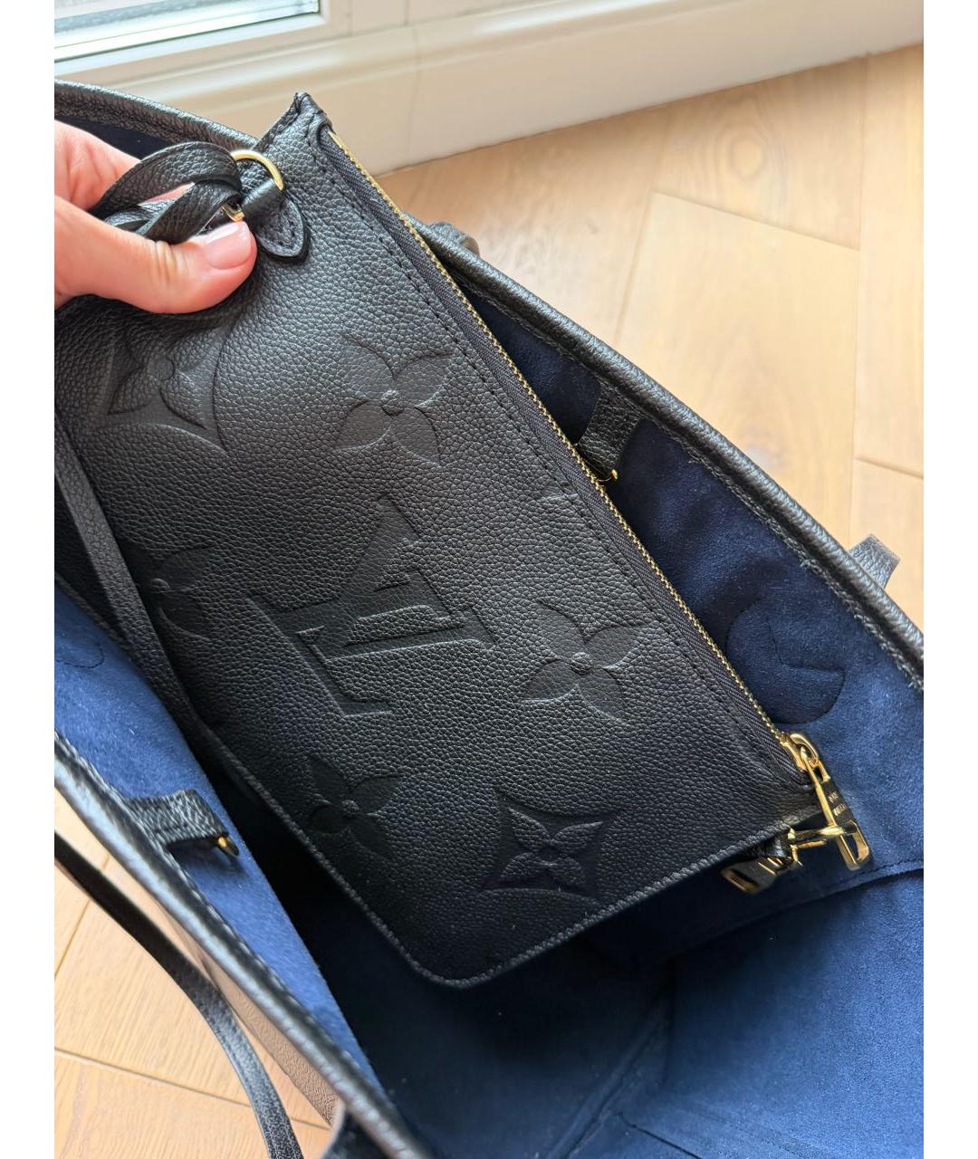 LOUIS VUITTON Темно-синяя кожаная сумка тоут, фото 6