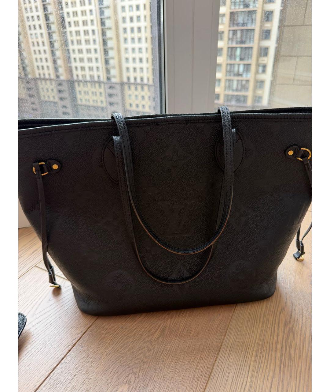 LOUIS VUITTON Темно-синяя кожаная сумка тоут, фото 3