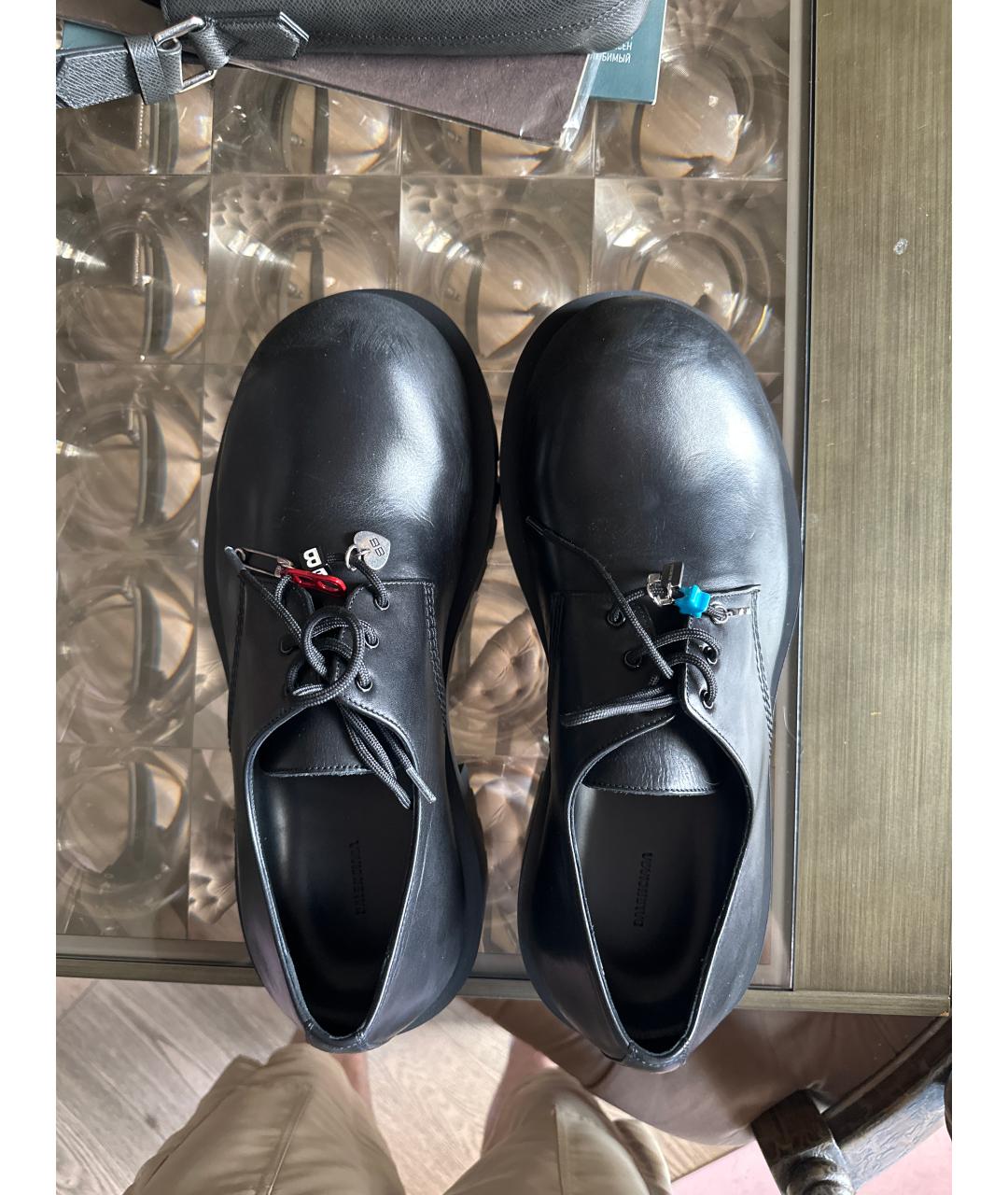 BALENCIAGA Черные кожаные туфли, фото 6