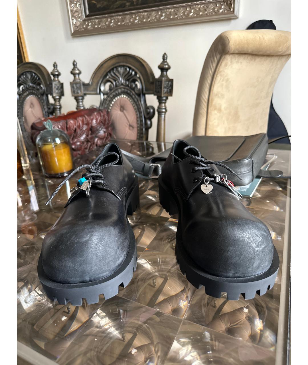 BALENCIAGA Черные кожаные туфли, фото 8
