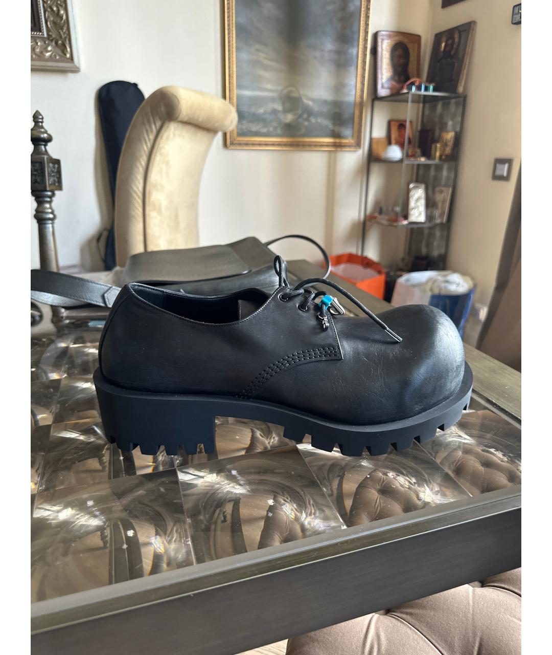 BALENCIAGA Черные кожаные туфли, фото 10