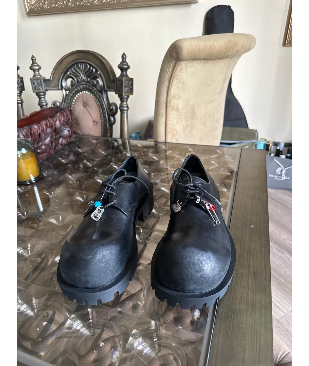 BALENCIAGA Черные кожаные туфли, фото 2