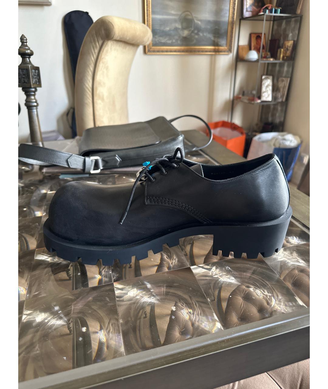 BALENCIAGA Черные кожаные туфли, фото 3