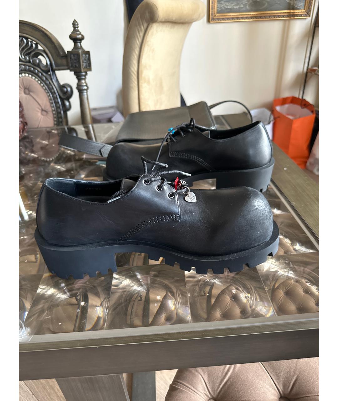 BALENCIAGA Черные кожаные туфли, фото 5