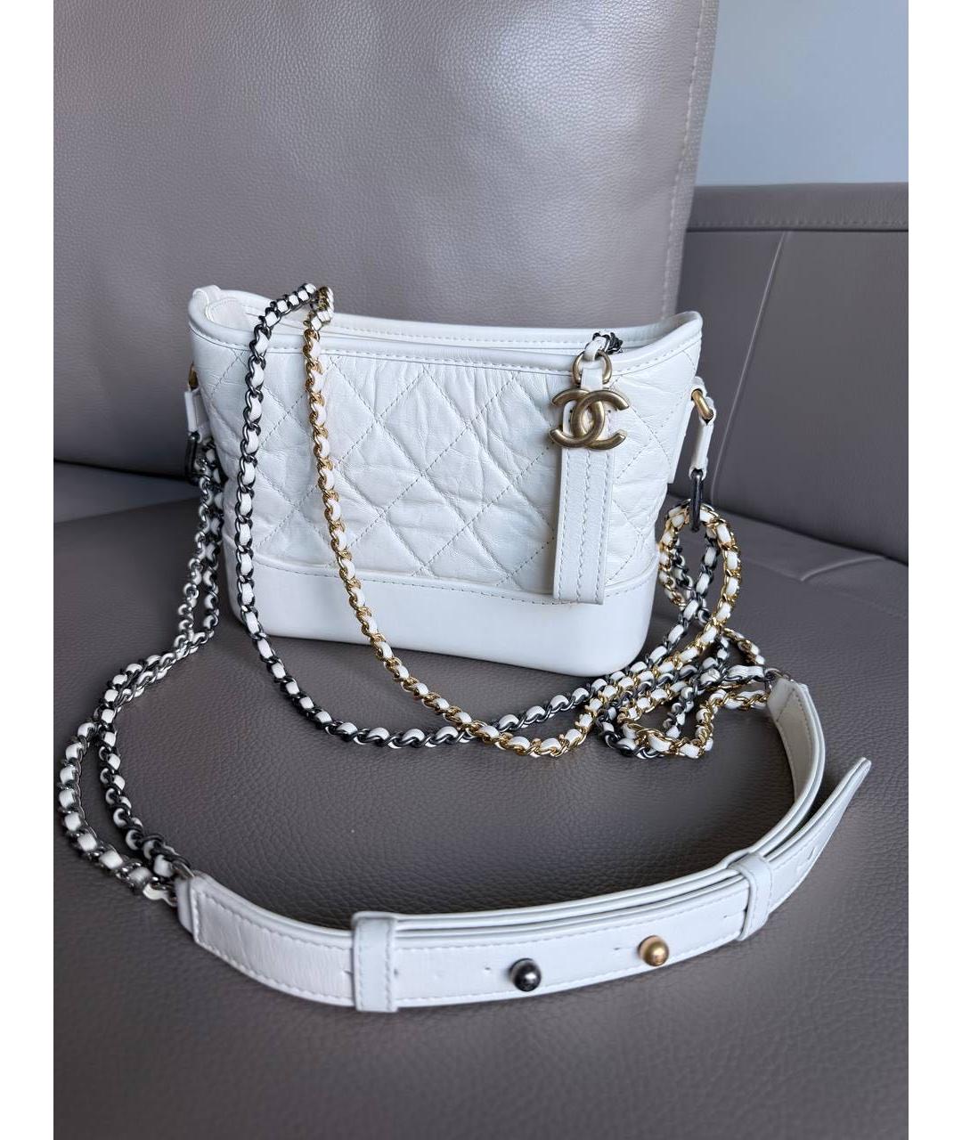 CHANEL Белая кожаная сумка через плечо, фото 4