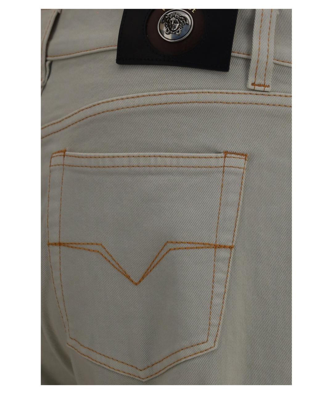 VERSACE Бежевые хлопковые прямые джинсы, фото 3