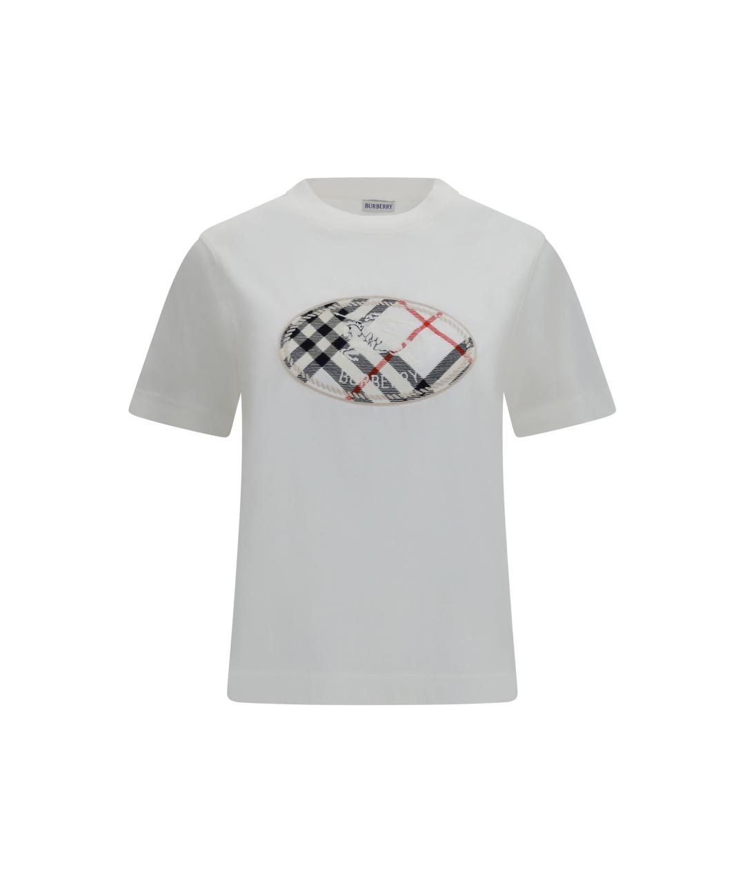 BURBERRY Белая хлопковая футболка, фото 1