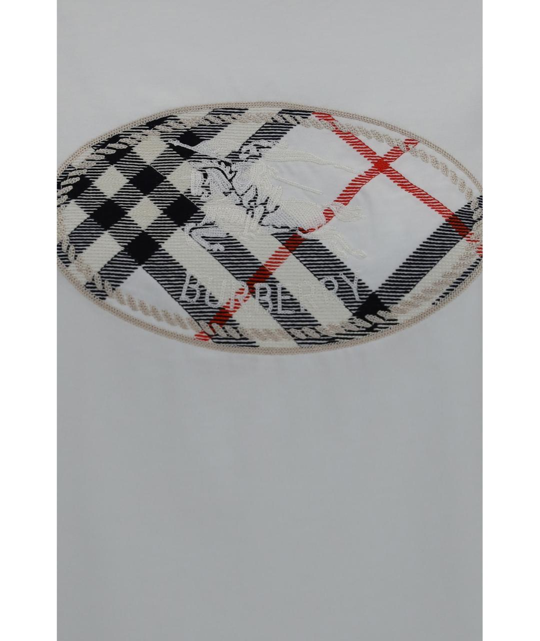 BURBERRY Белая хлопковая футболка, фото 3