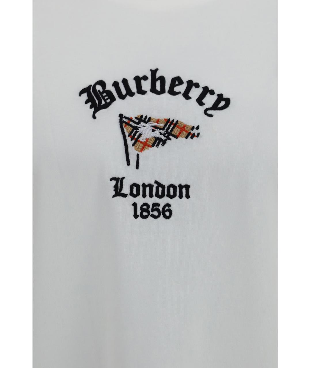 BURBERRY Белая хлопковая футболка, фото 3