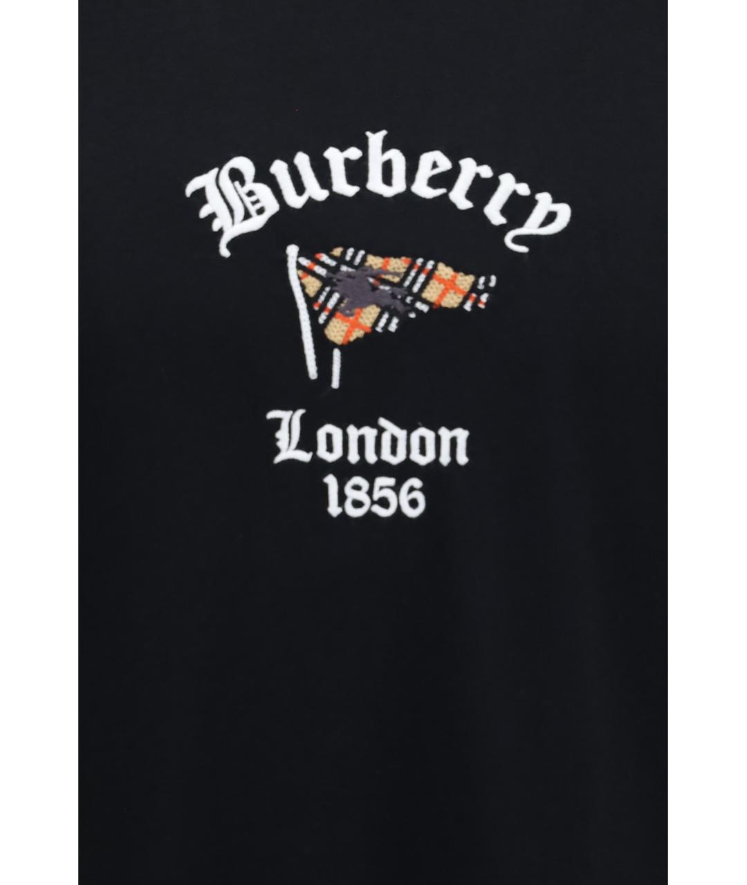 BURBERRY Черная хлопковая футболка, фото 3