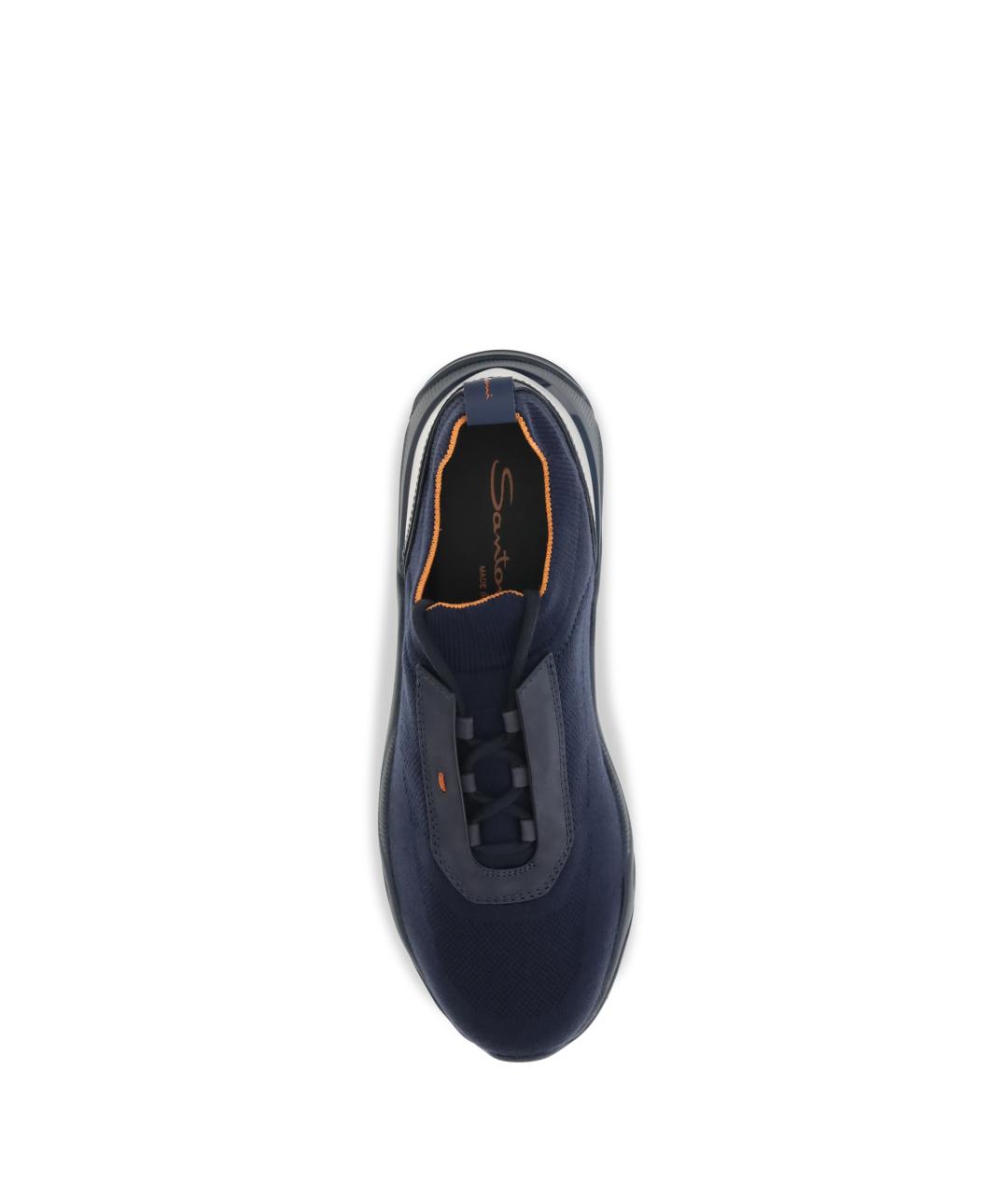 SANTONI Синие текстильные низкие кроссовки / кеды, фото 4
