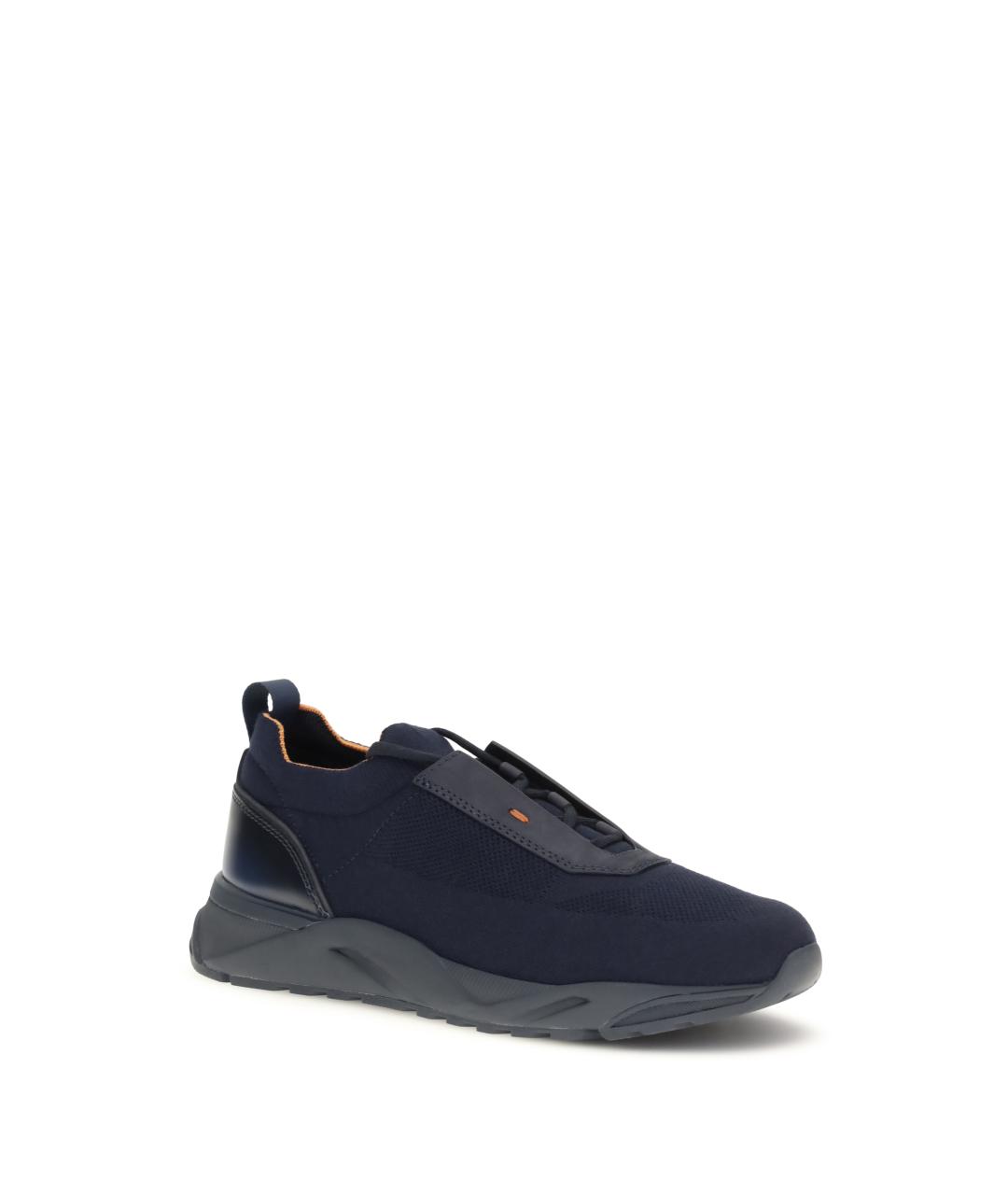 SANTONI Синие текстильные низкие кроссовки / кеды, фото 2