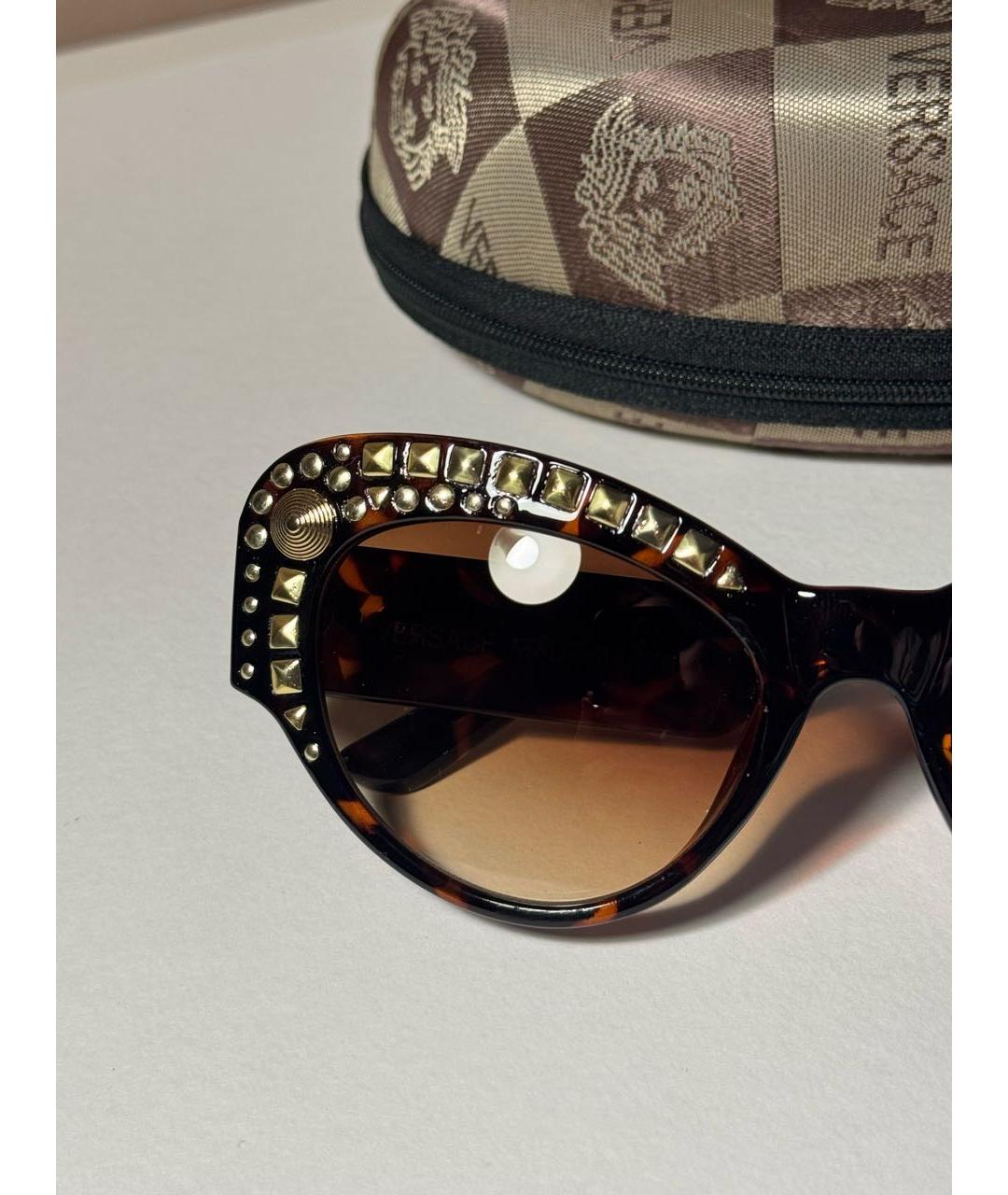 VERSACE Коричневые пластиковые солнцезащитные очки, фото 4