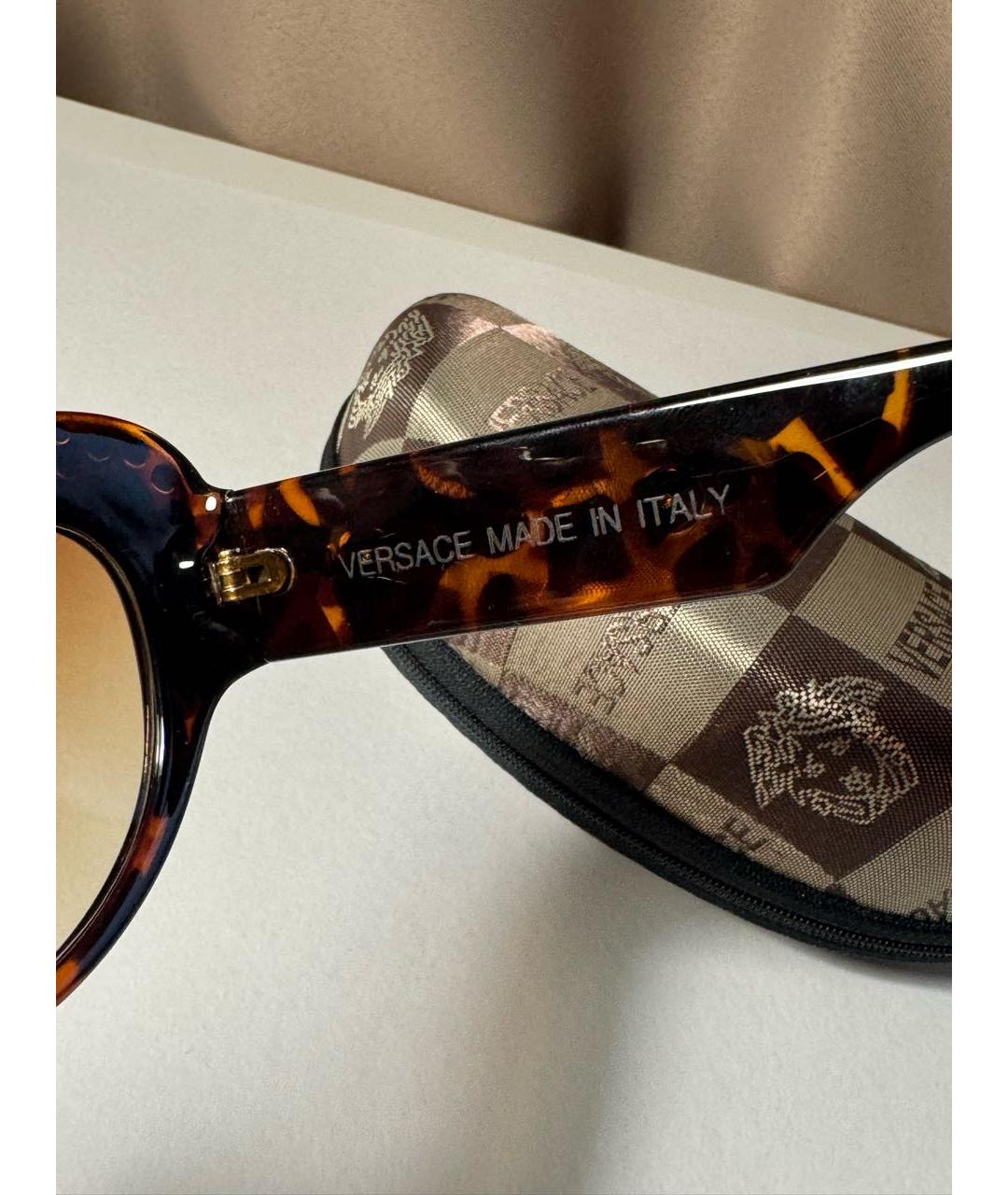VERSACE Коричневые пластиковые солнцезащитные очки, фото 5