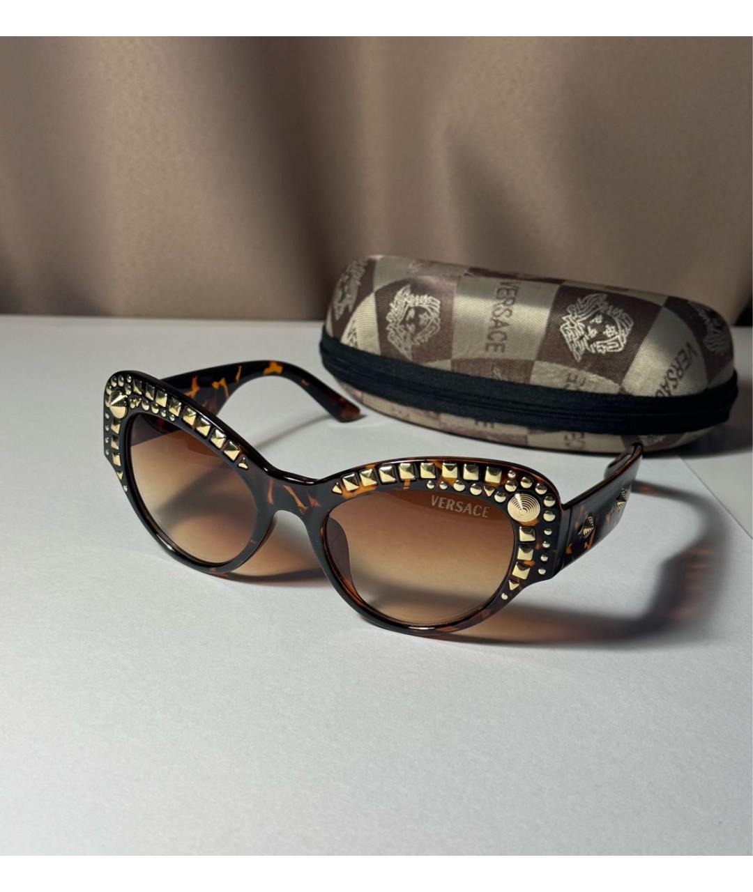 VERSACE Коричневые пластиковые солнцезащитные очки, фото 8