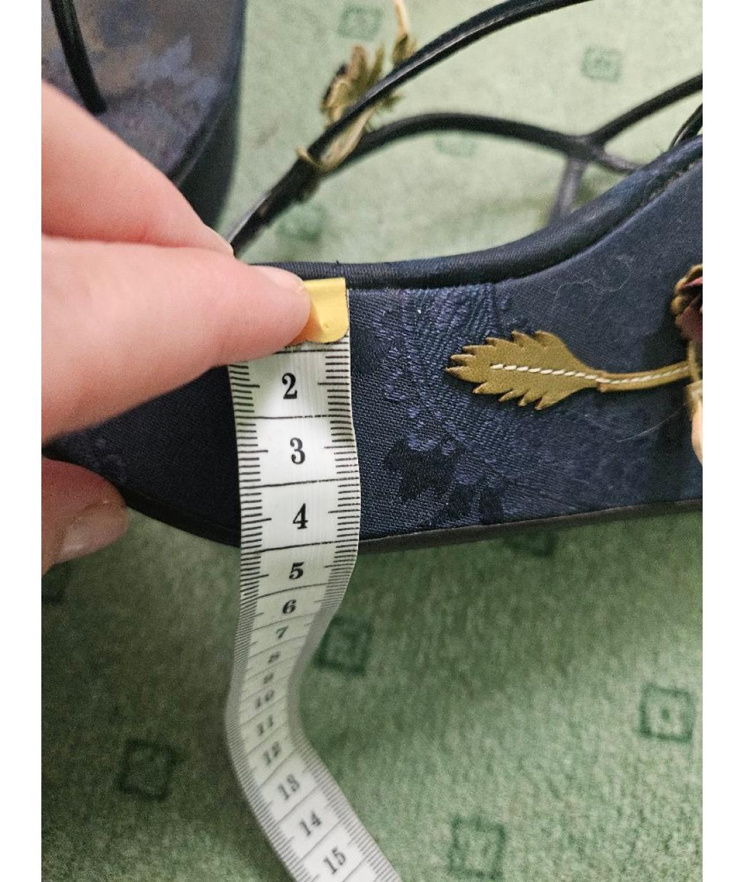 PRADA Темно-синие текстильные босоножки, фото 6