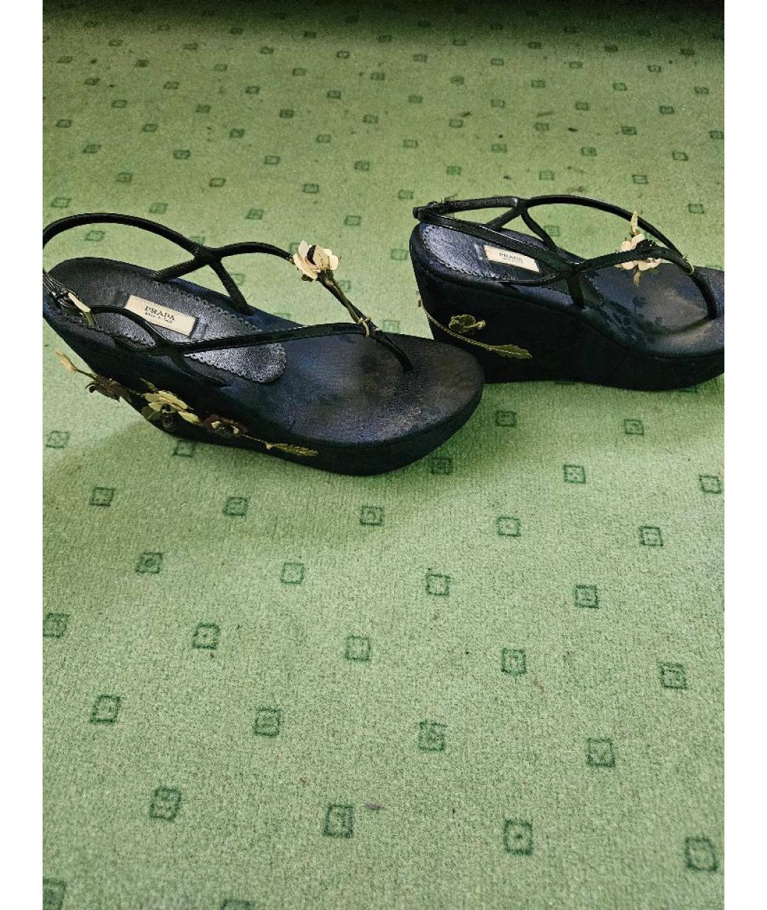 PRADA Темно-синие текстильные босоножки, фото 3