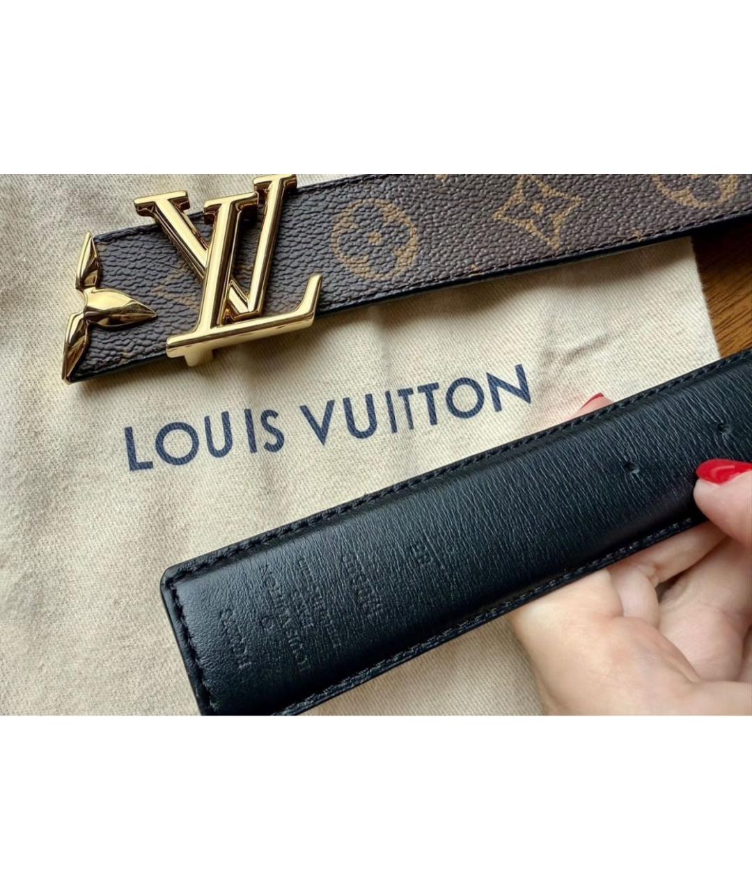 LOUIS VUITTON Черный кожаный ремень, фото 3
