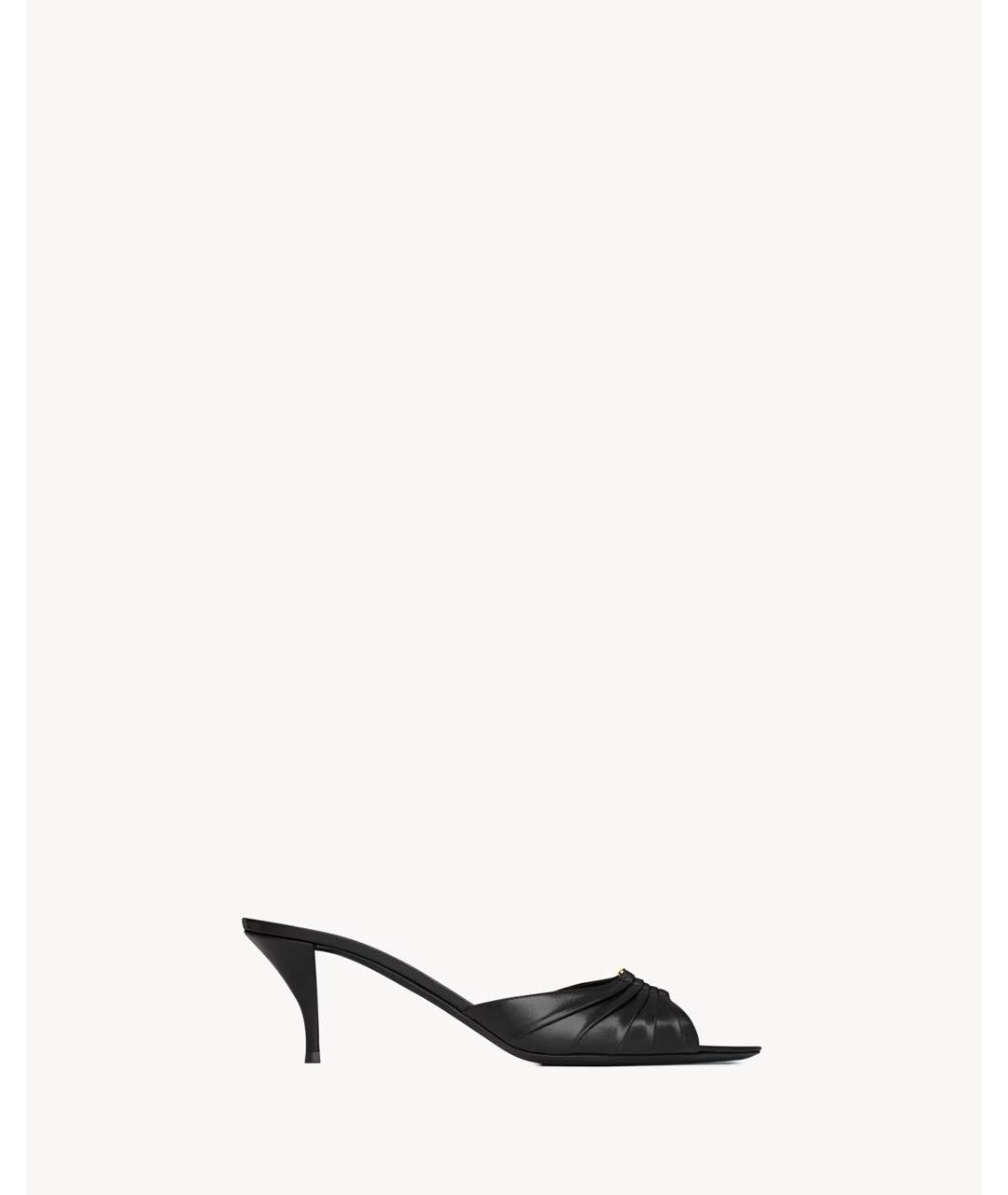 SAINT LAURENT Черные кожаные мюли, фото 5