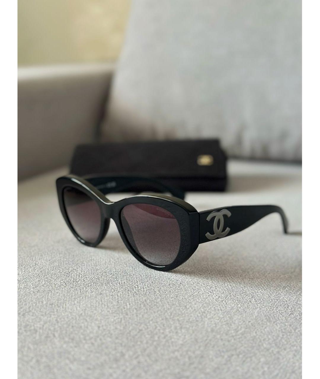 CHANEL Черные пластиковые солнцезащитные очки, фото 4