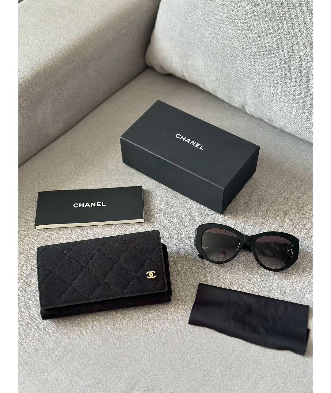 CHANEL Черные пластиковые солнцезащитные очки, фото 2