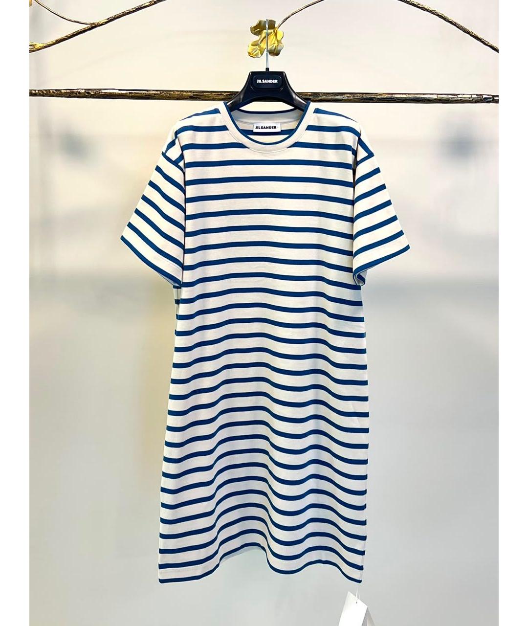 JIL SANDER Синее хлопковое повседневное платье, фото 9