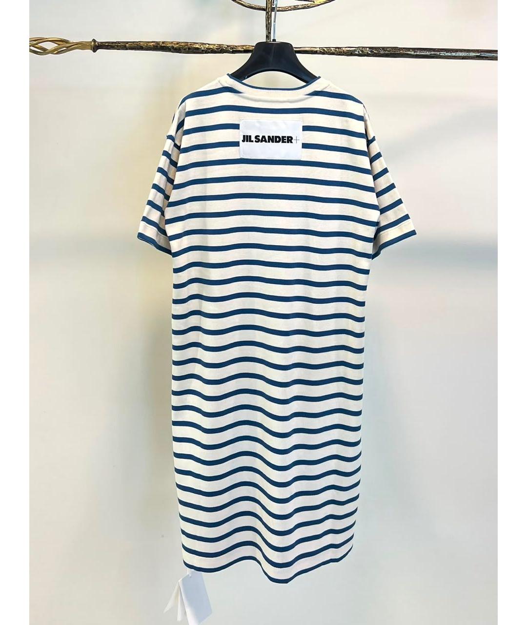 JIL SANDER Синее хлопковое повседневное платье, фото 2