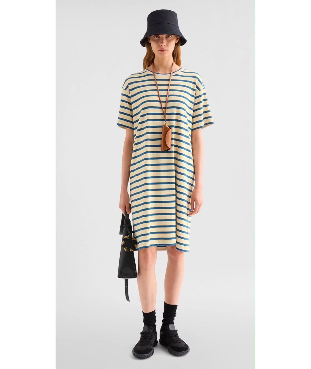 JIL SANDER Синее хлопковое повседневное платье, фото 7