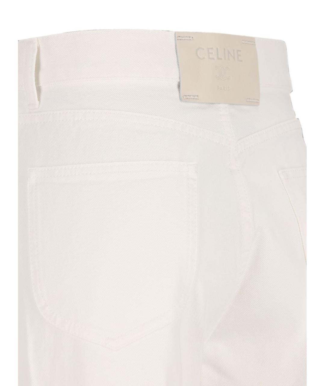 CELINE Белые хлопковые прямые джинсы, фото 3