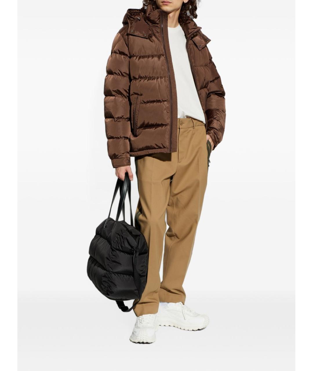 MONCLER Коричневый кожаный пуховик, фото 5