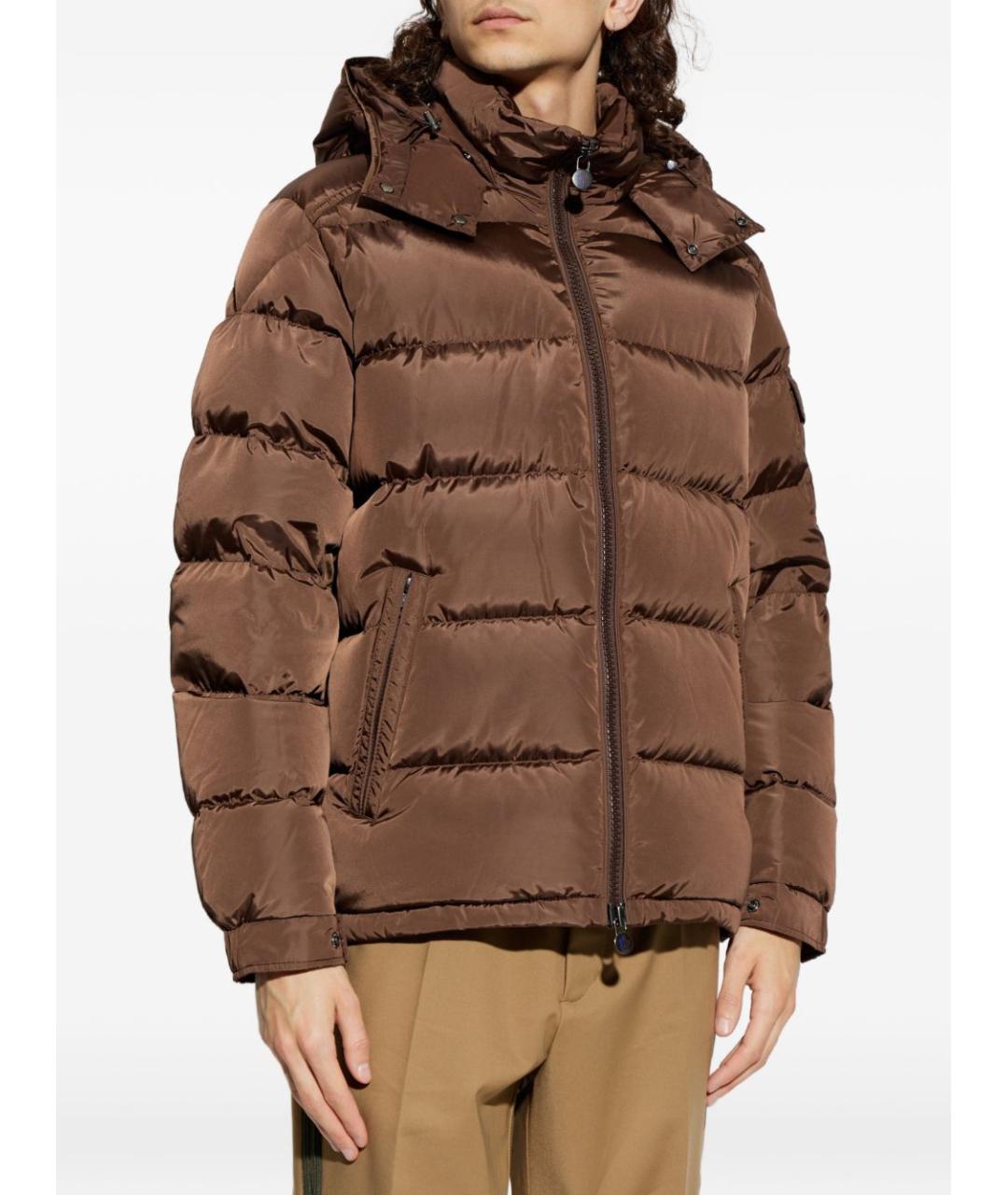 MONCLER Коричневый кожаный пуховик, фото 2