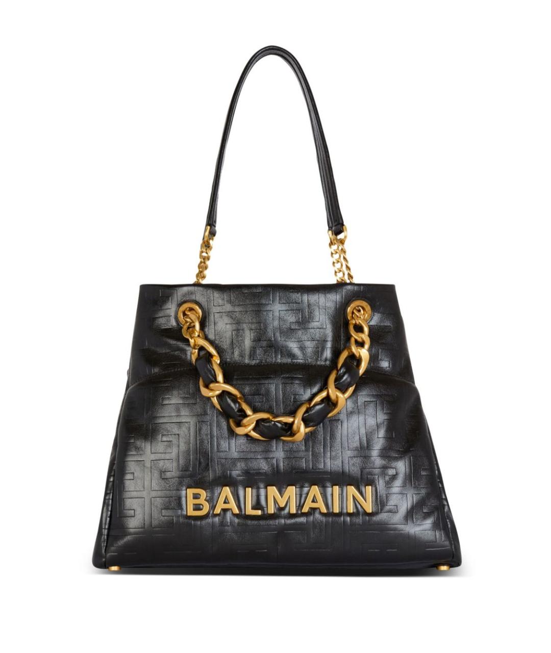 BALMAIN Черная кожаная сумка тоут, фото 6