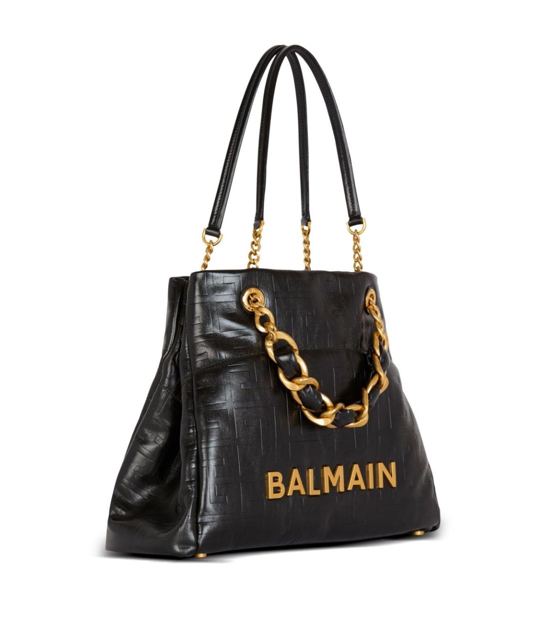 BALMAIN Черная кожаная сумка тоут, фото 2