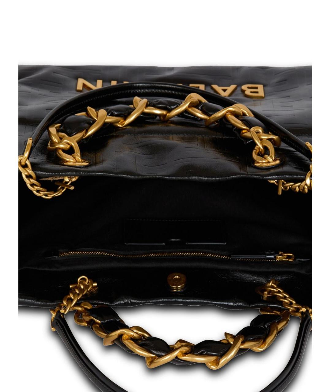 BALMAIN Черная кожаная сумка тоут, фото 4