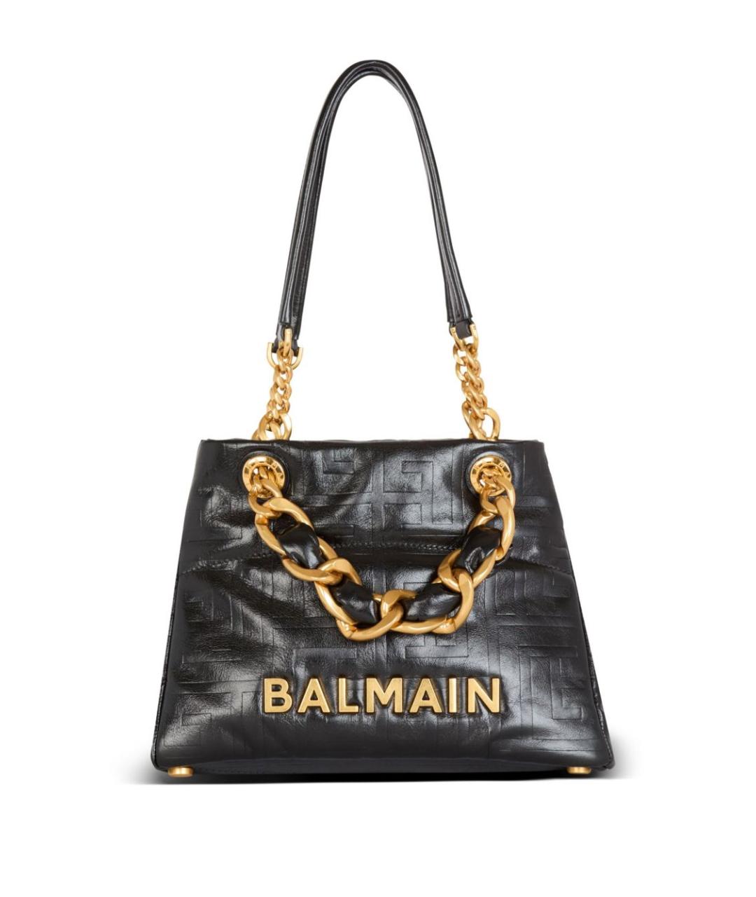 BALMAIN Черная кожаная сумка тоут, фото 3