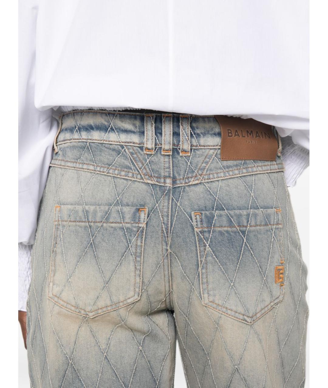 BALMAIN Голубые хлопковые прямые джинсы, фото 2