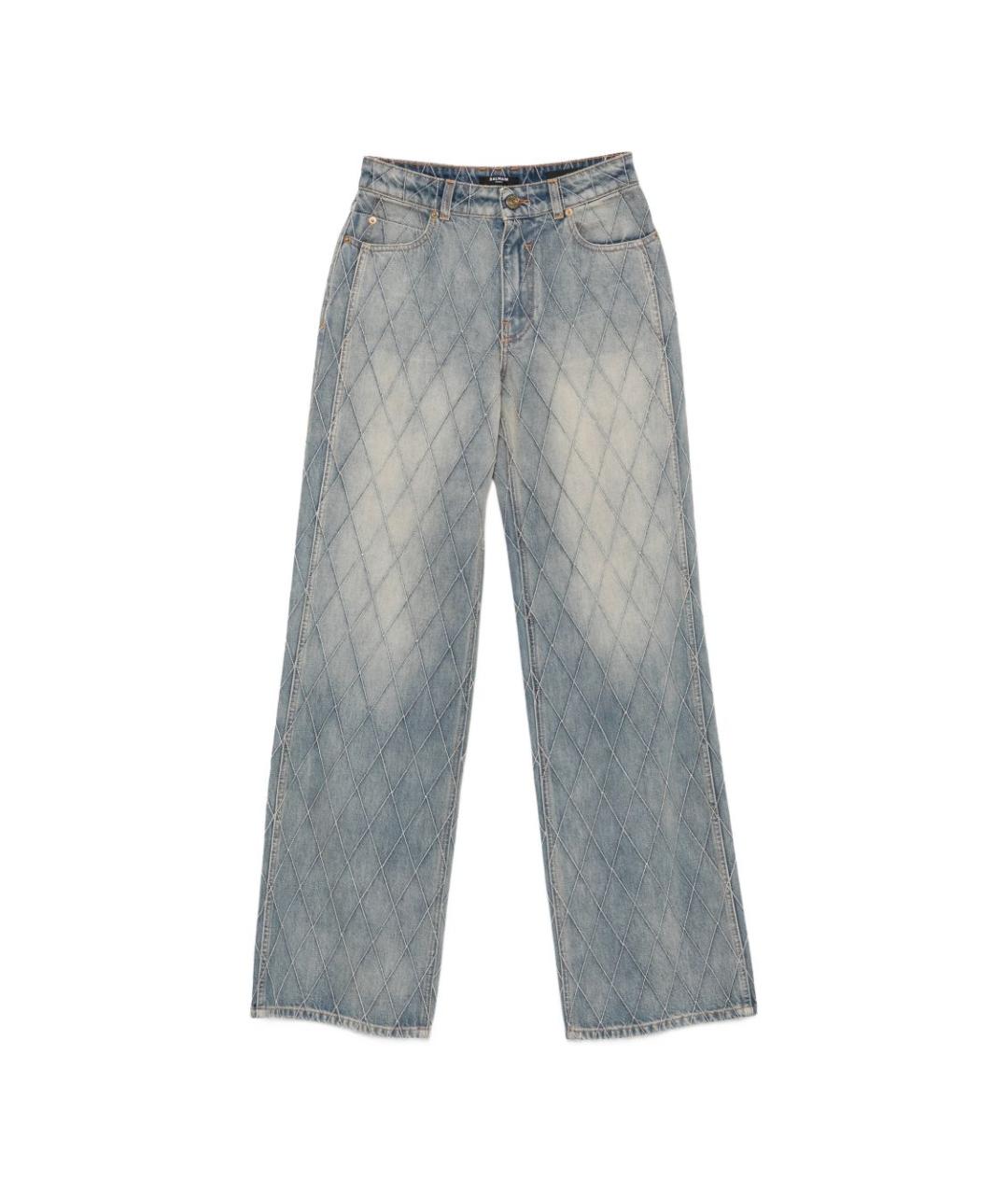 BALMAIN Голубые хлопковые прямые джинсы, фото 1